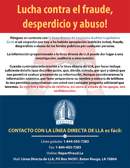 LLA Fraud Hotline flyer (Spanish)